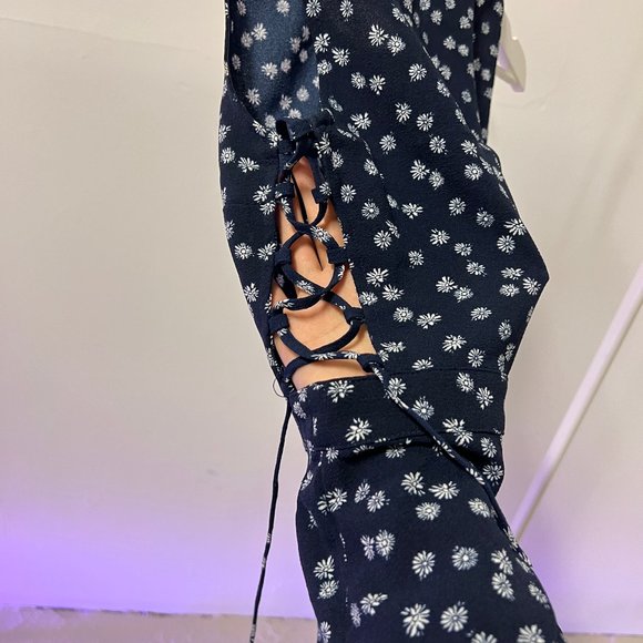 Sundress with Side Crisscross in Blue and White - Picture 4 of 5